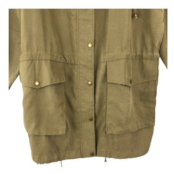 Ellison Large Green Hooded Zip Up Snap Button Coat - Picture 3 of 6
